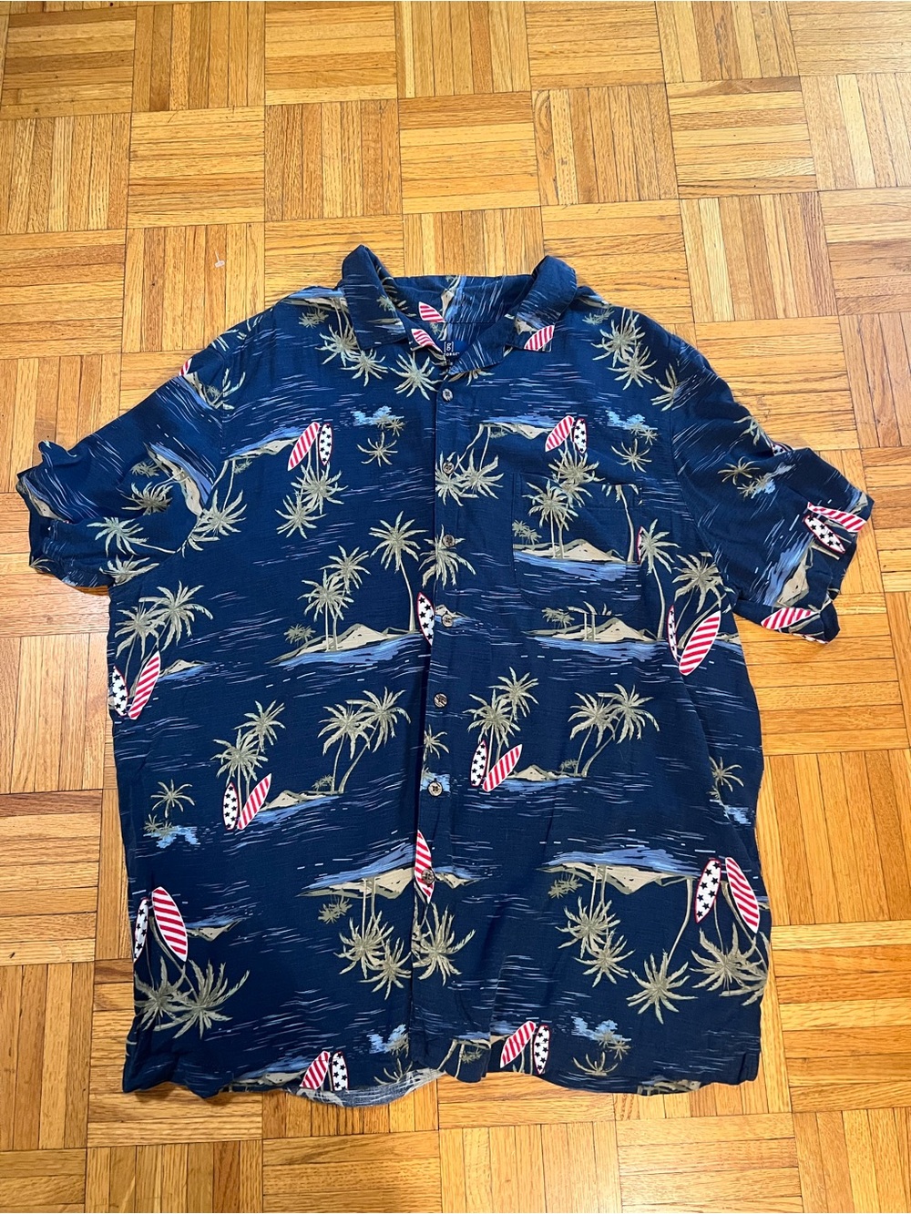 Chill but Patriotic AF George Navy Blue Hawaiian shirt with American accents XXL